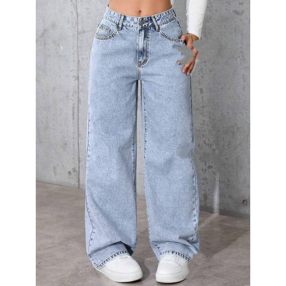 Sweet And Spicy Style High Waist Straight Jeans - SNMShop