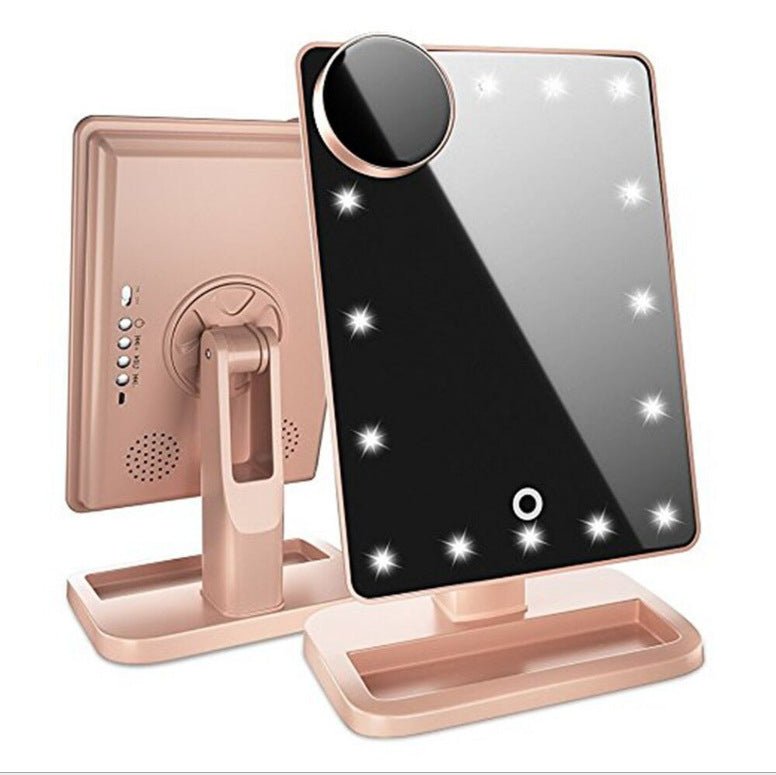 Touch Screen Makeup Mirror With 20 LED Light Bluetooth Music Speaker 10X Magnifying Mirrors Lights - SNMShop