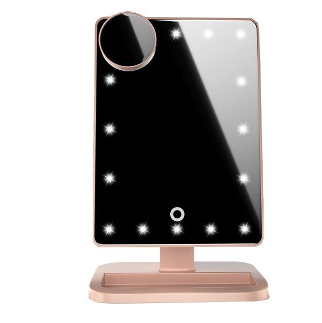 Touch Screen Makeup Mirror With 20 LED Light Bluetooth Music Speaker 10X Magnifying Mirrors Lights - SNMShop