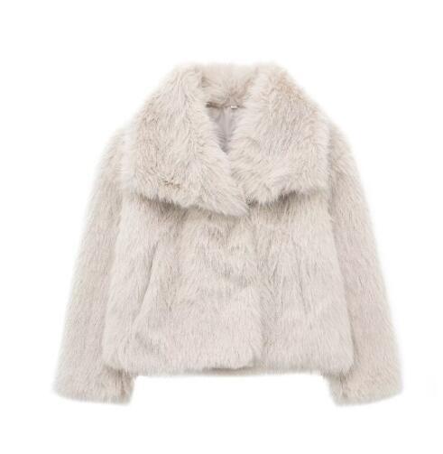 Winter Plush Coat Fashion Warm Thicken Fluffy Lapel Jacket Outwear Casual Long Sleeve Tops Womens Clothing - SNMShop