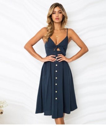 Women Summer Dresses Sleeveless Backless Strap Long Close-fitting Sheath Female Party Evening Dresses Vestidos - SNMShop