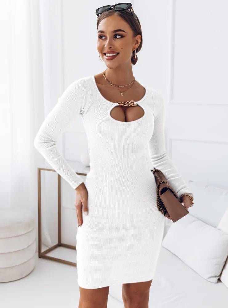Women's Dress Round Neck Hollowed Fashion - SNMShop