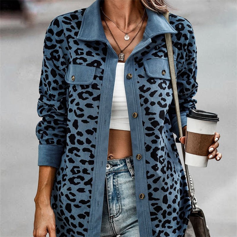 Women's Fashion Leopard Print Long Sleeve Jacket - SNMShop
