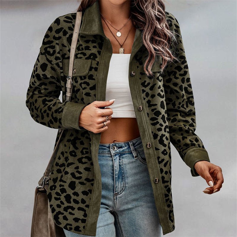 Women's Fashion Leopard Print Long Sleeve Jacket - SNMShop
