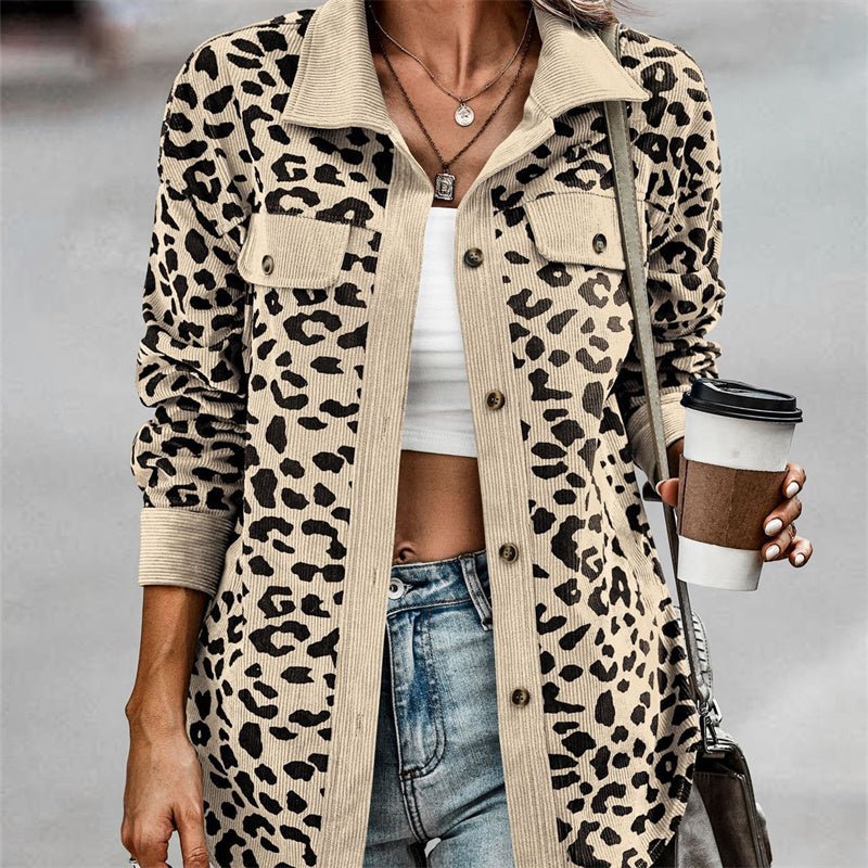 Women's Fashion Leopard Print Long Sleeve Jacket - SNMShop