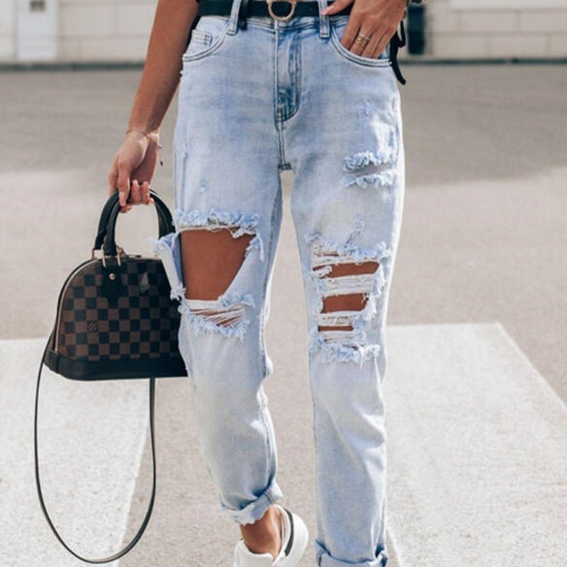 Women's Light Blue Slim-Fit Denim Trousers | Sizes S–3XL - SNMShop