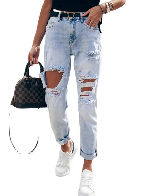Women's Light Blue Slim-Fit Denim Trousers | Sizes S–3XL - SNMShop