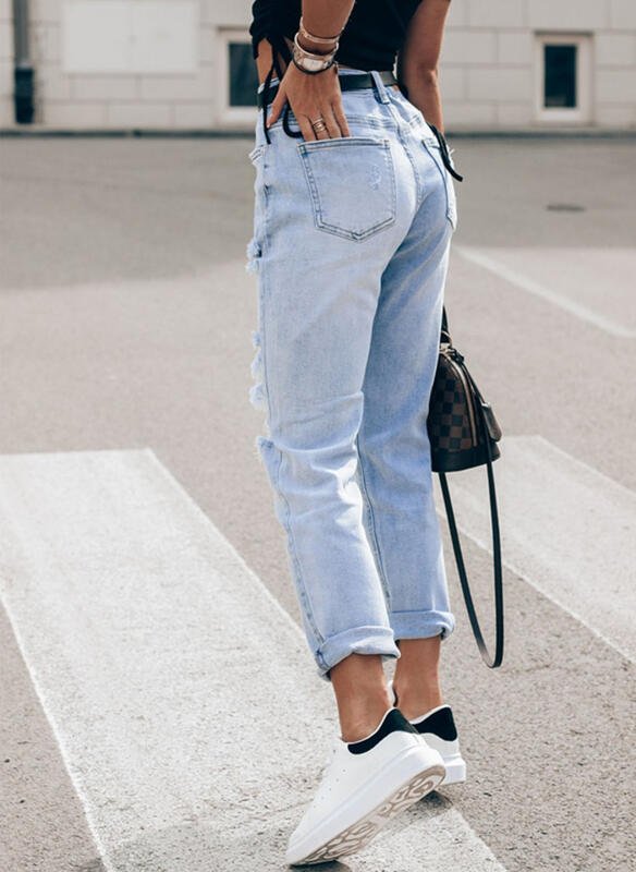 Women's Light Blue Slim-Fit Denim Trousers | Sizes S–3XL - SNMShop