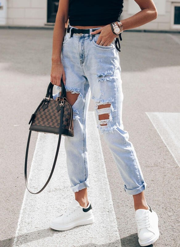 Women's Light Blue Slim-Fit Denim Trousers | Sizes S–3XL - SNMShop