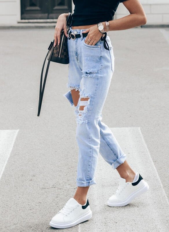 Women's Light Blue Slim-Fit Denim Trousers | Sizes S–3XL - SNMShop